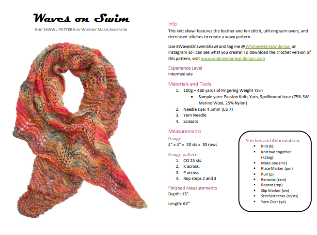 Waves on Swim  |  Knit Shawl Pattern