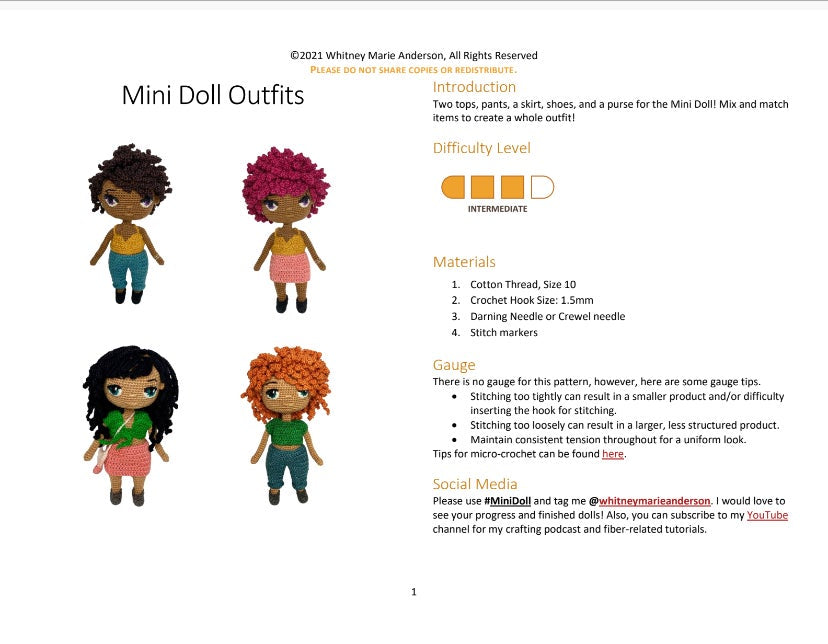 Mini Doll Outfits  |  Crochet Patterns