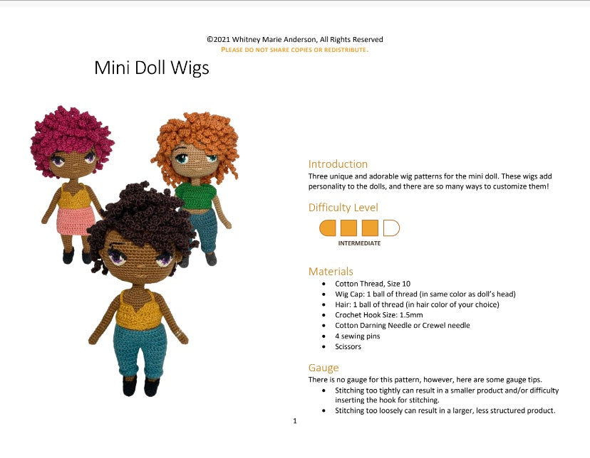 Crochet cap for doll wig – Lali Dolls